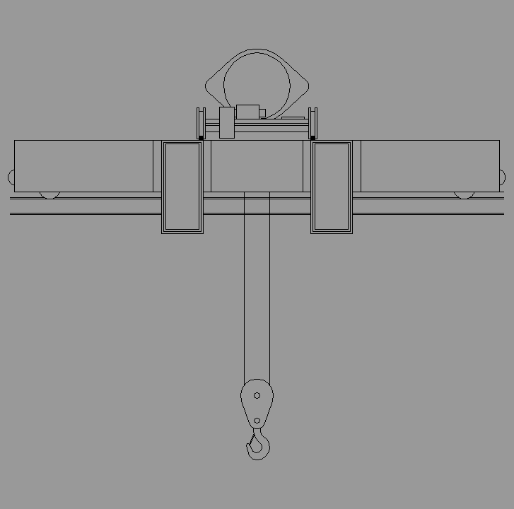 Bloque Autocad Vista de Grúa Puente 04 en Alzado
